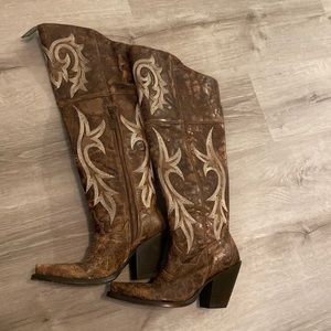 DAN POST WOMEN'S JILTED KNEE HIGH WESTERN BOOTS